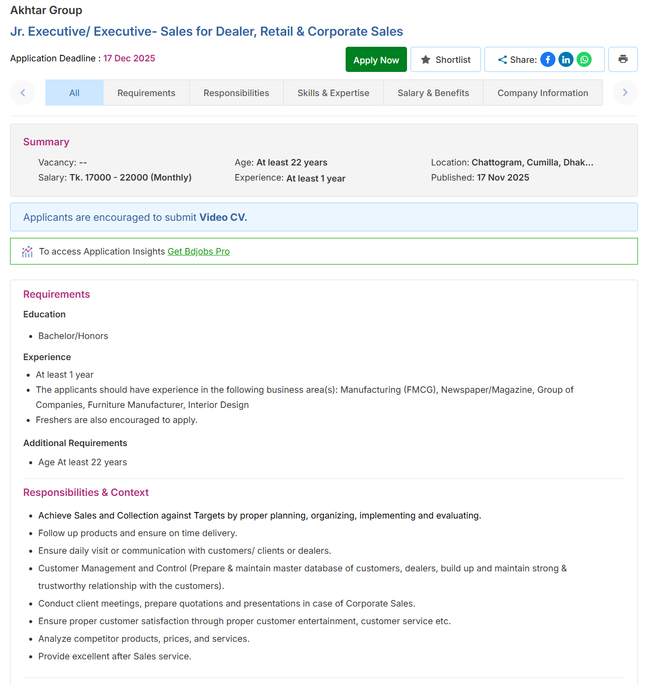 Akhtar Group Job Circular 2025