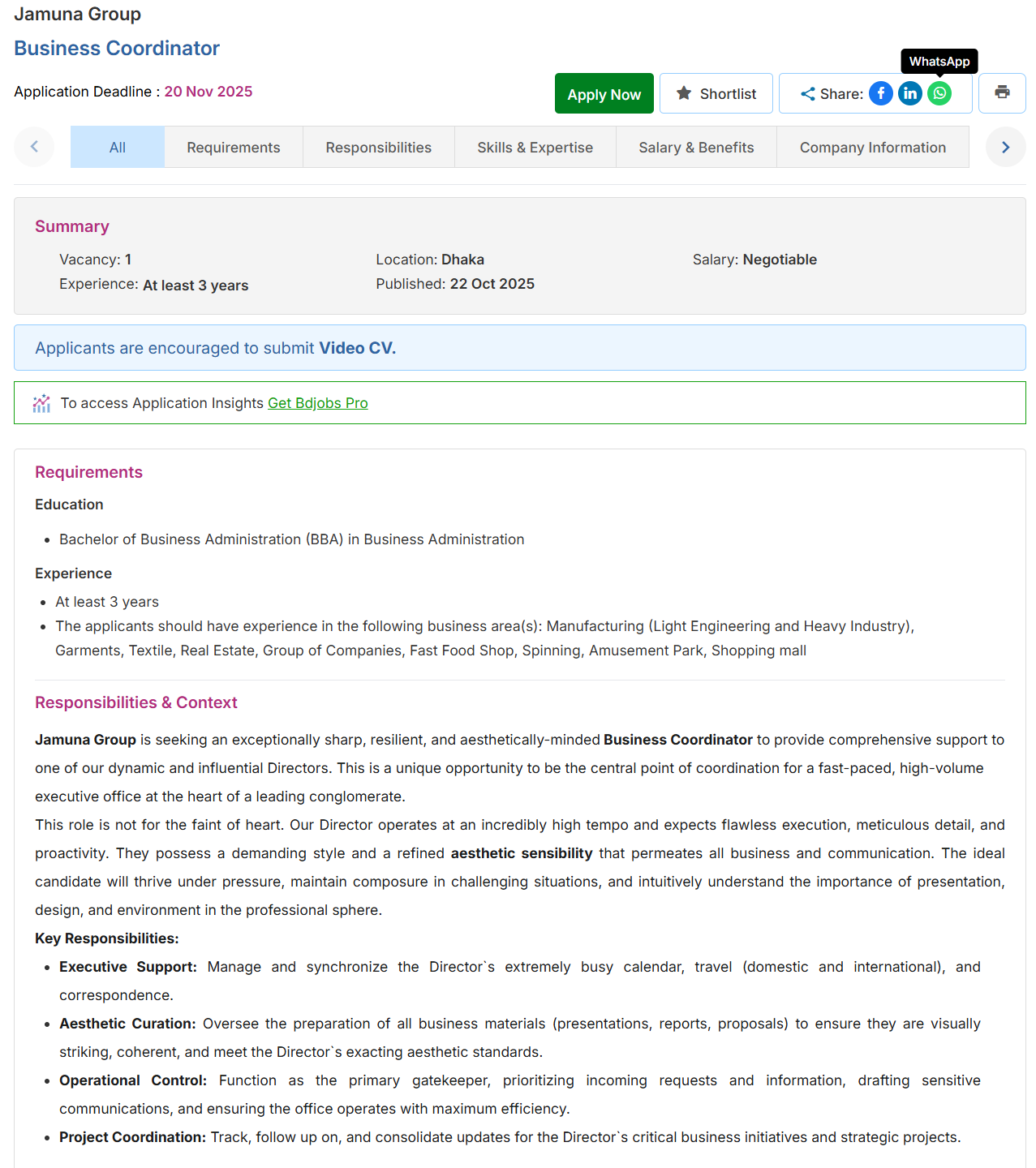 Jamuna Group Job Circular 2025