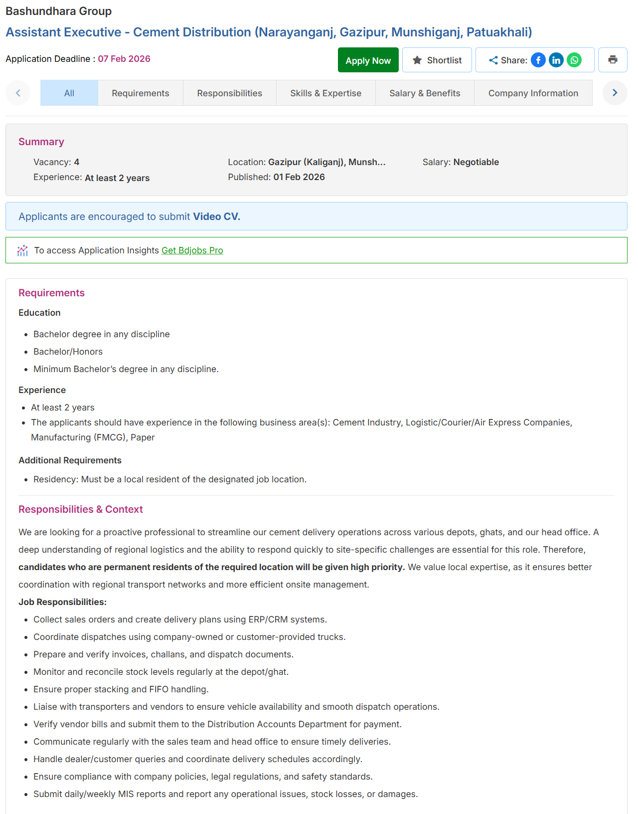 Bashundhara Group Job Circular 2026
