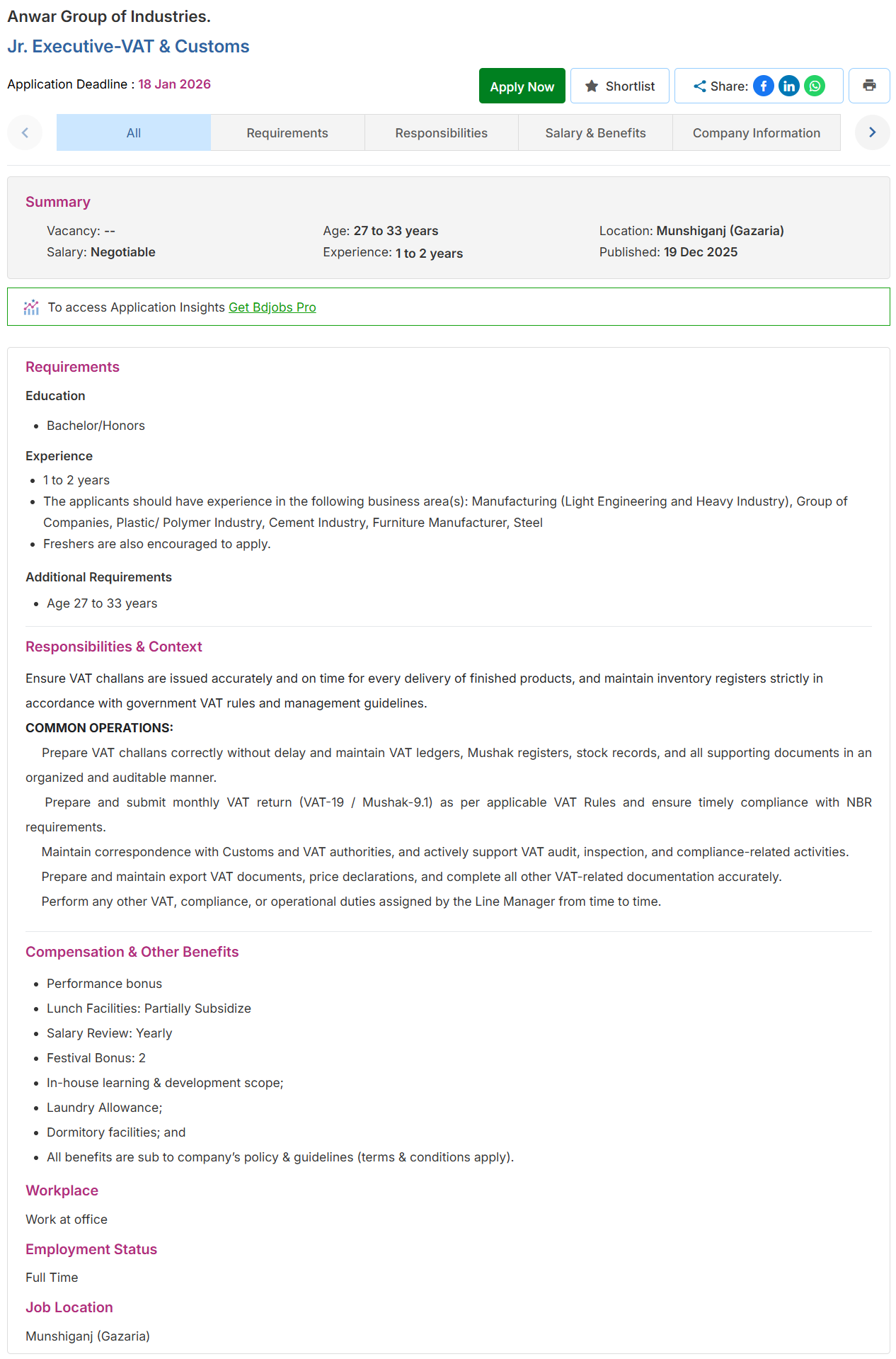 Anwar Group of Industries Job Circular