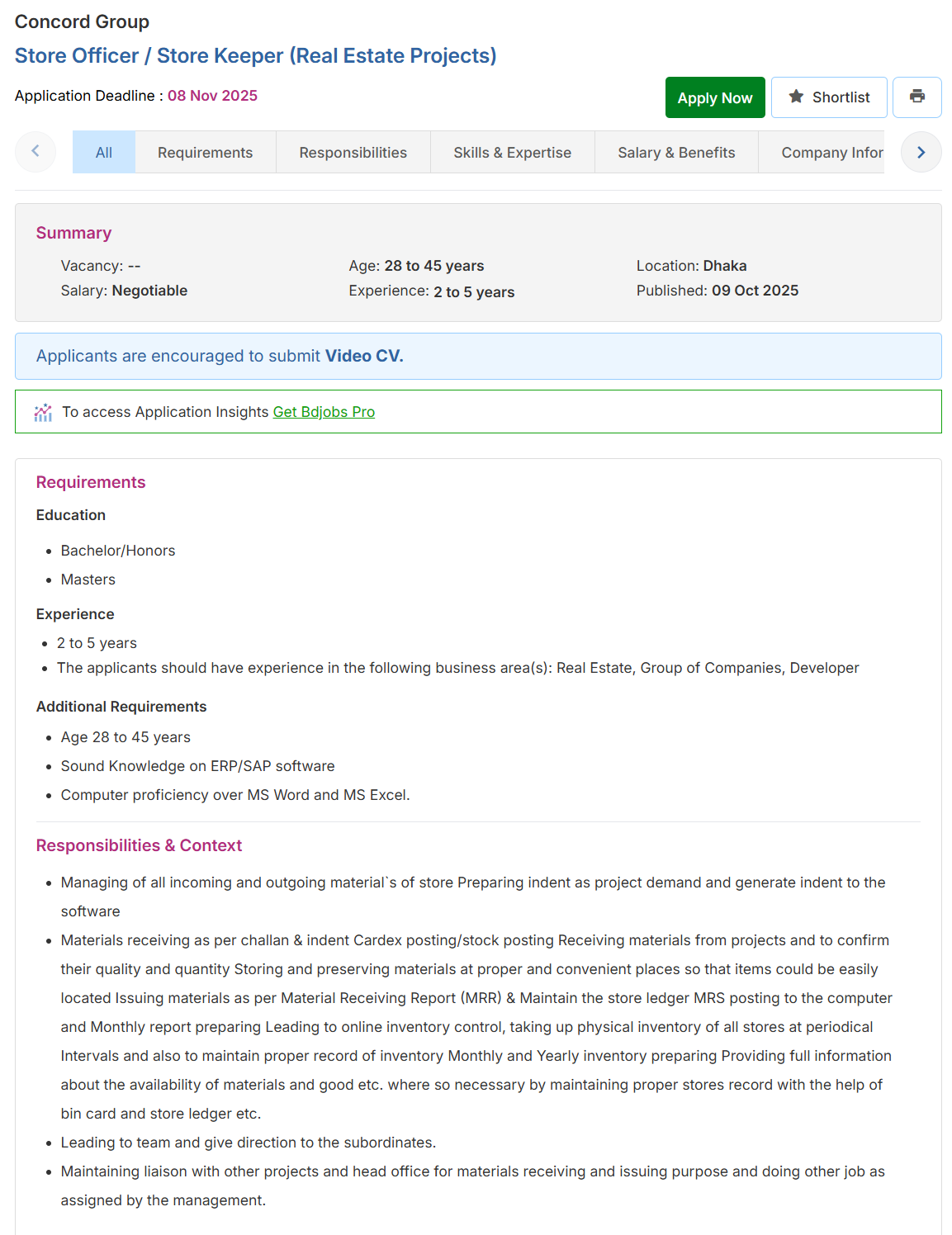 Concord Group Job Circular 2025