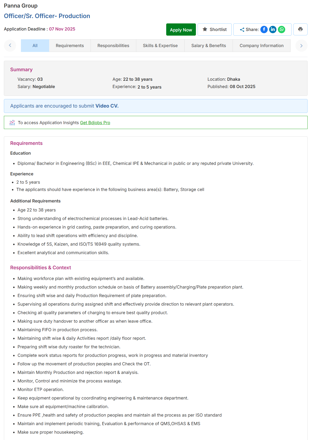 Panna Group Job Circular 2025