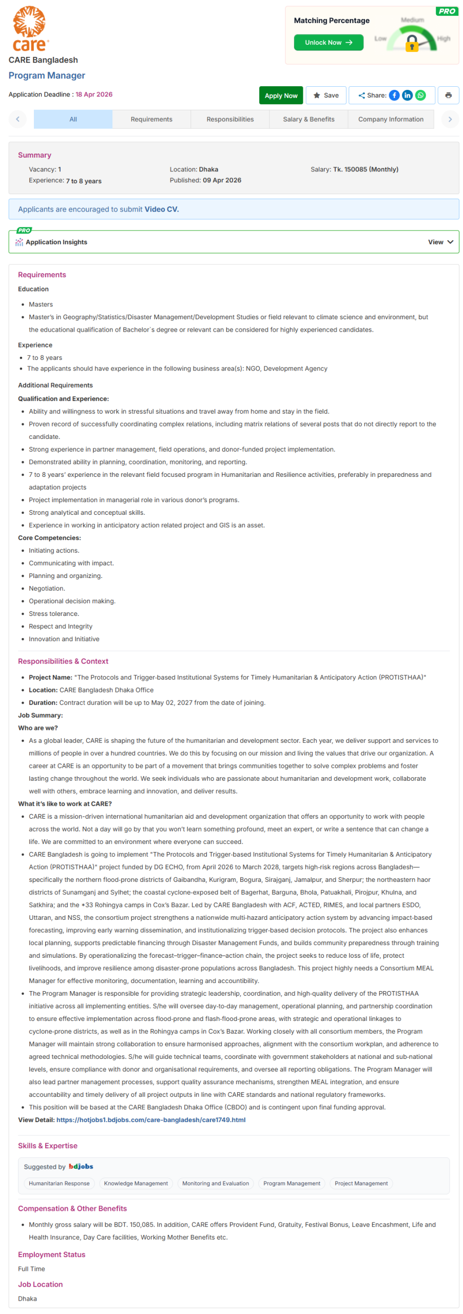 Care Bangladesh Job Circular 2026