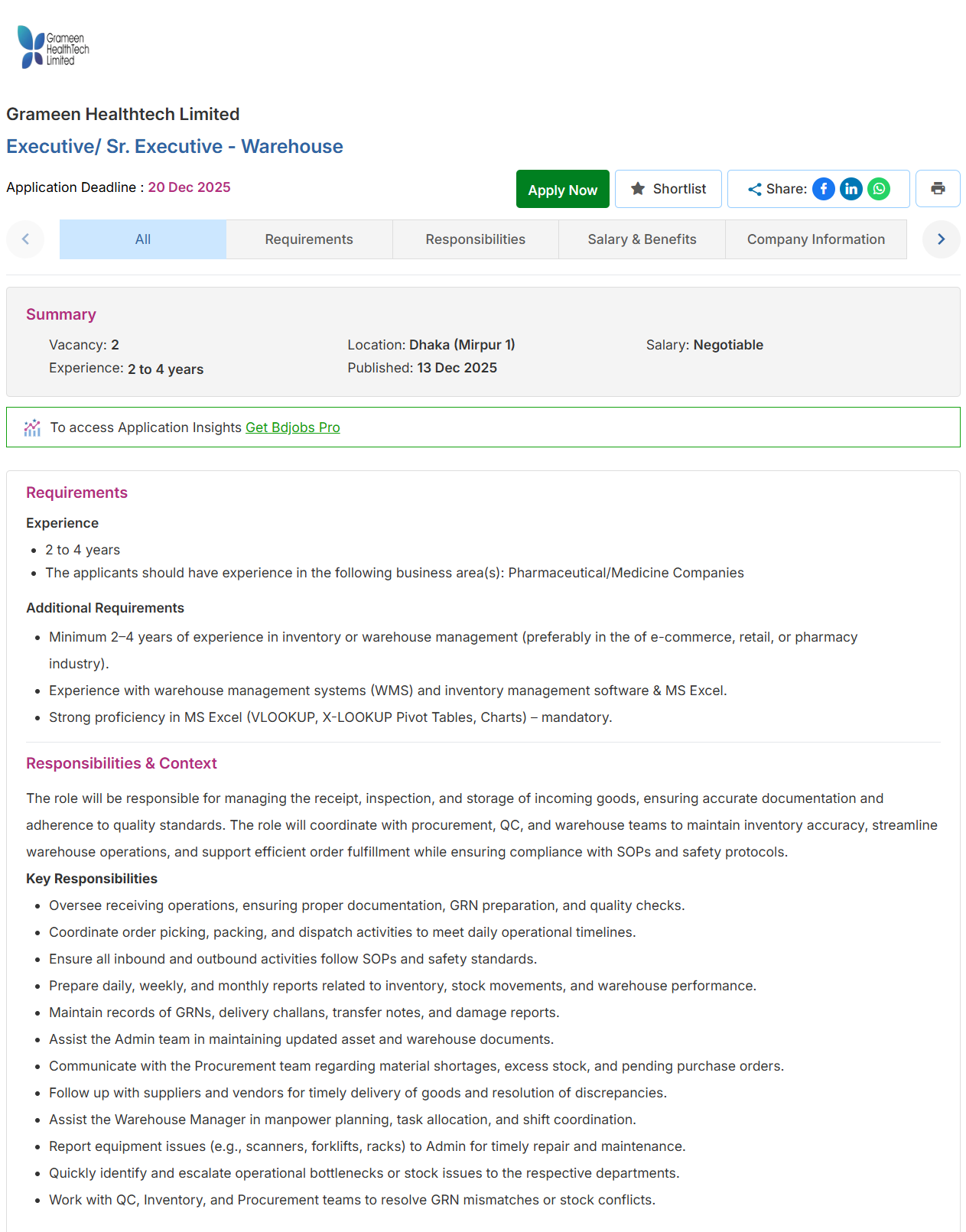 Grameen Healthtech Ltd Job Circular